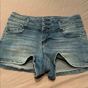 High rise jean shorts.